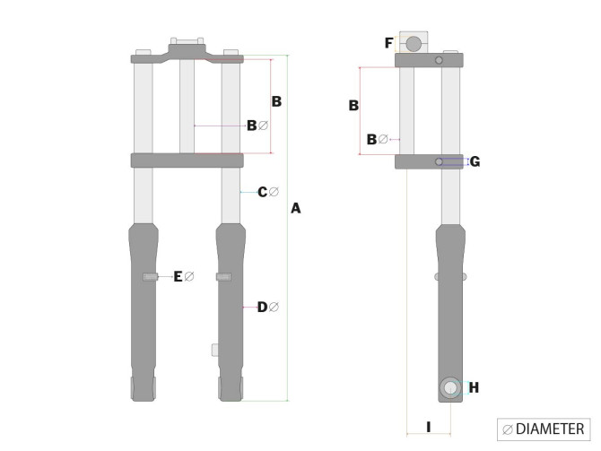 Front fork Tomos A35 new model hydraulic EBR silver product